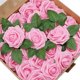 thumbnail image 5 of Cateissary Flor artificial Simulación Espuma Rosa Ramos de boda Centros de Fiesta de bienvenida al bebé Guirnalda Decoración Artesanía Rosa claro Cateissary HA084078-04, 5 of 6