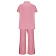 thumbnail image 5 of Breezora Women's Linen Shirt and Wide Leg Pants Set Loose Fit Summer Two Piece Outfit Breathable Cotton Linen Comfortable Wear M Size Pink, 5 of 7