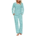 thumbnail image 2 of THDHVS Lounge Sets for Women,Fall Pajamas Women,Fashion Print Pajamas for Women Set Long Sleeve Pants Pjs Tops Lounge Sets Sleepwear with Pockets Sky Blue 2XL, 2 of 7