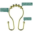 thumbnail image 2 of HVSEBOTO 12 Pack Plated Gold Shower Curtain Ring Hooks, Easy Glide Metal Rollerball Double Shower Hook, 2 of 5