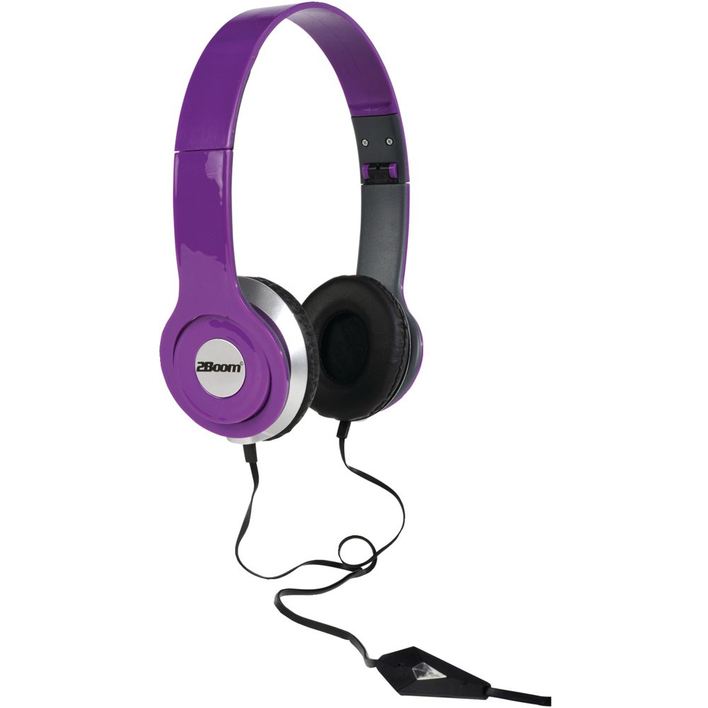 2boom Hpm250pp Foldable Overtheear Headphones With Microphone (purple)