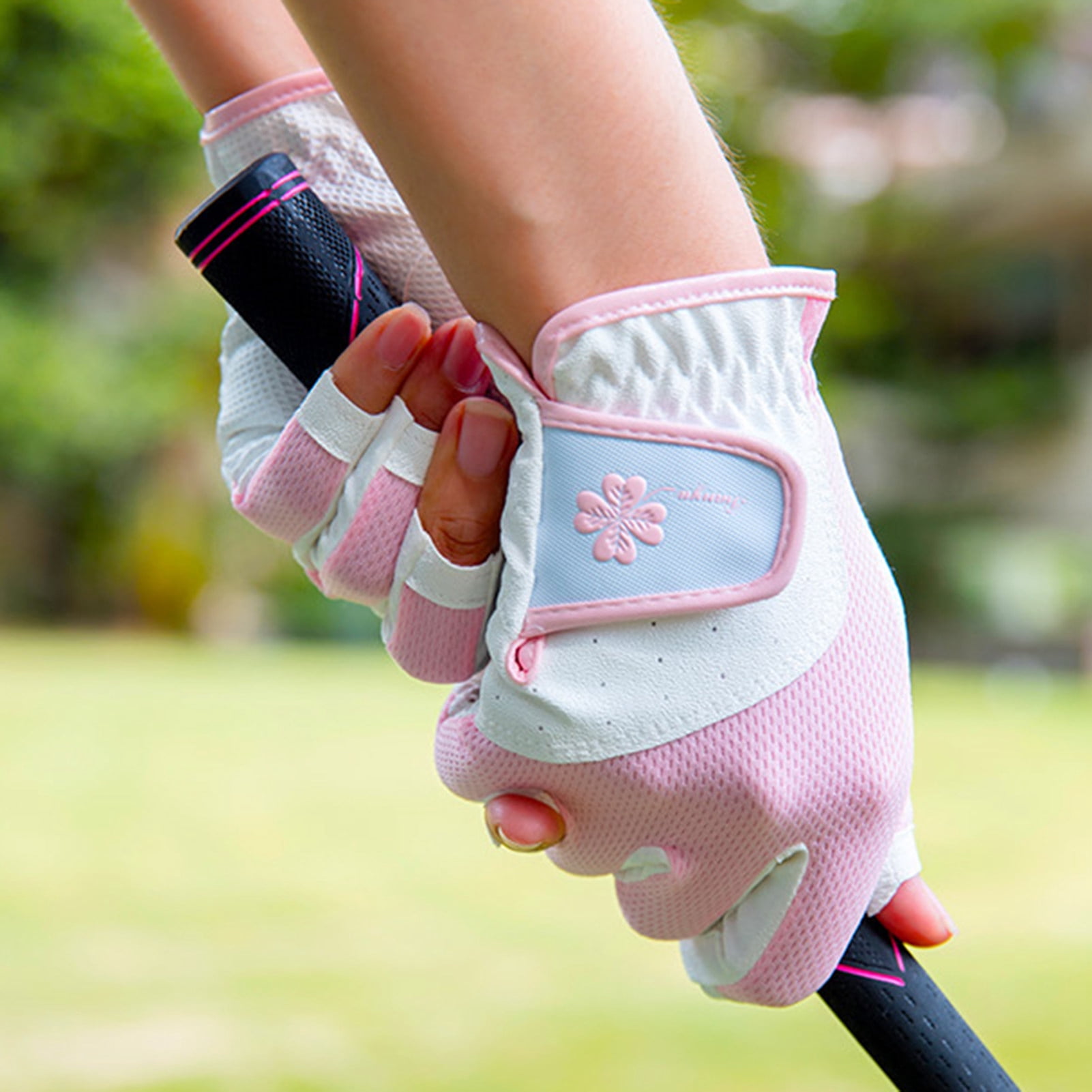 Sportteer Men Women Golf Gloves 1 Pair Golf -slip Silicone Sweat-absorbing Breathable Touch Screen Men Women Left Right Hand Outdoor Sports Breathable Golf Gloves