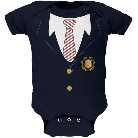 Halloween American School Girl Costume Soft Baby One Piece Navy 9-12 M