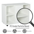 thumbnail image 2 of Wood File Cabinet with 4 Storage Compartments and 1 High Door Cabinet, Sideboard Bins with 4 360 Degree Rolling Wheels and 2 Brakes, Storage Cabinet with Printer Stand, White, 2 of 7
