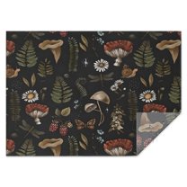 Red Mushroom Fern Black Pattern Rectangle Tablecloth 60"x84",Waterproof Polyester Rectangle Table Cloth, Wipeable Spillproof Polyester Tablecloth for Dining, Camping, Indoor and Outdoor