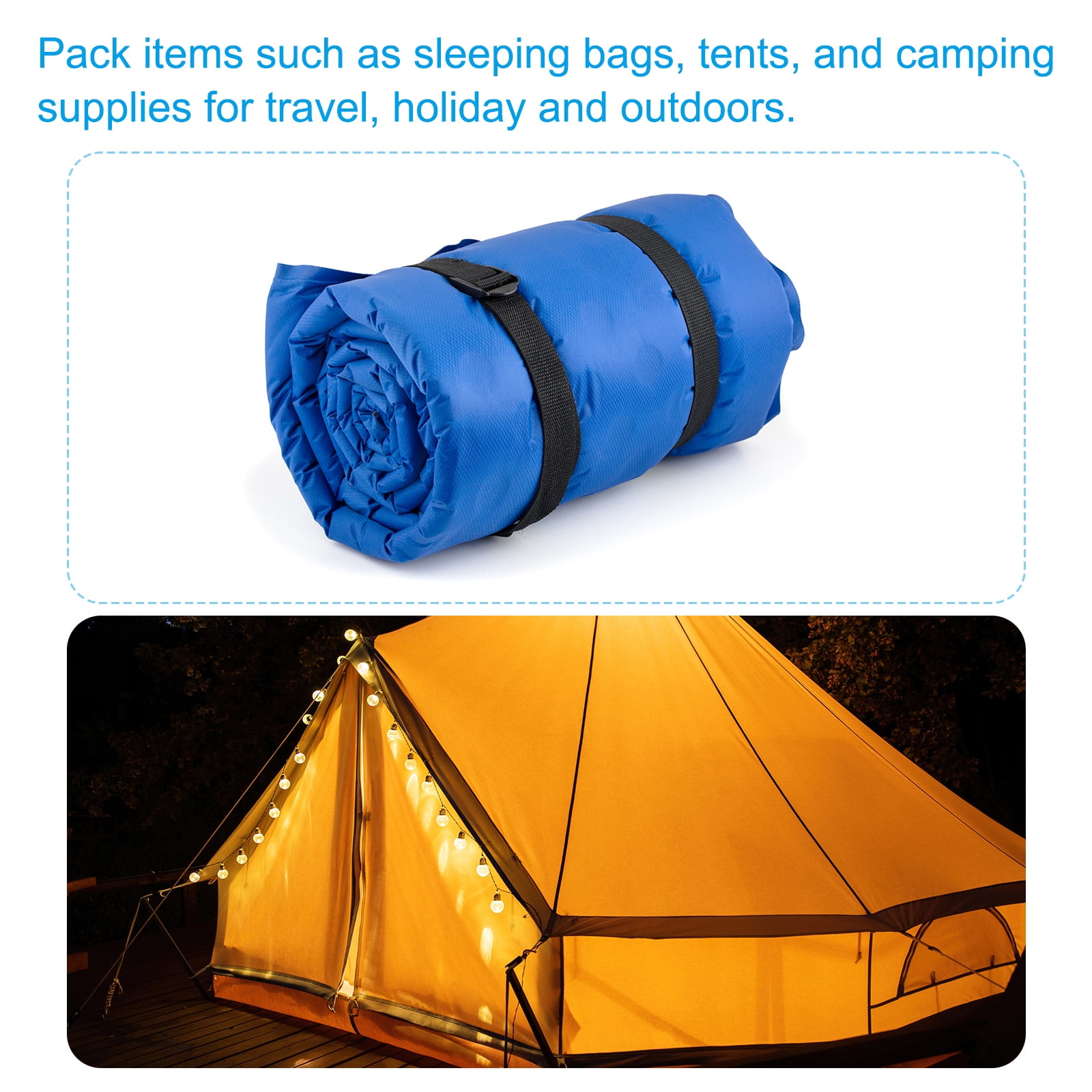 Unique Bargains Utility Strap with Buckle Adjustable Belt for Outdoor Bag Luggage Packing Blue