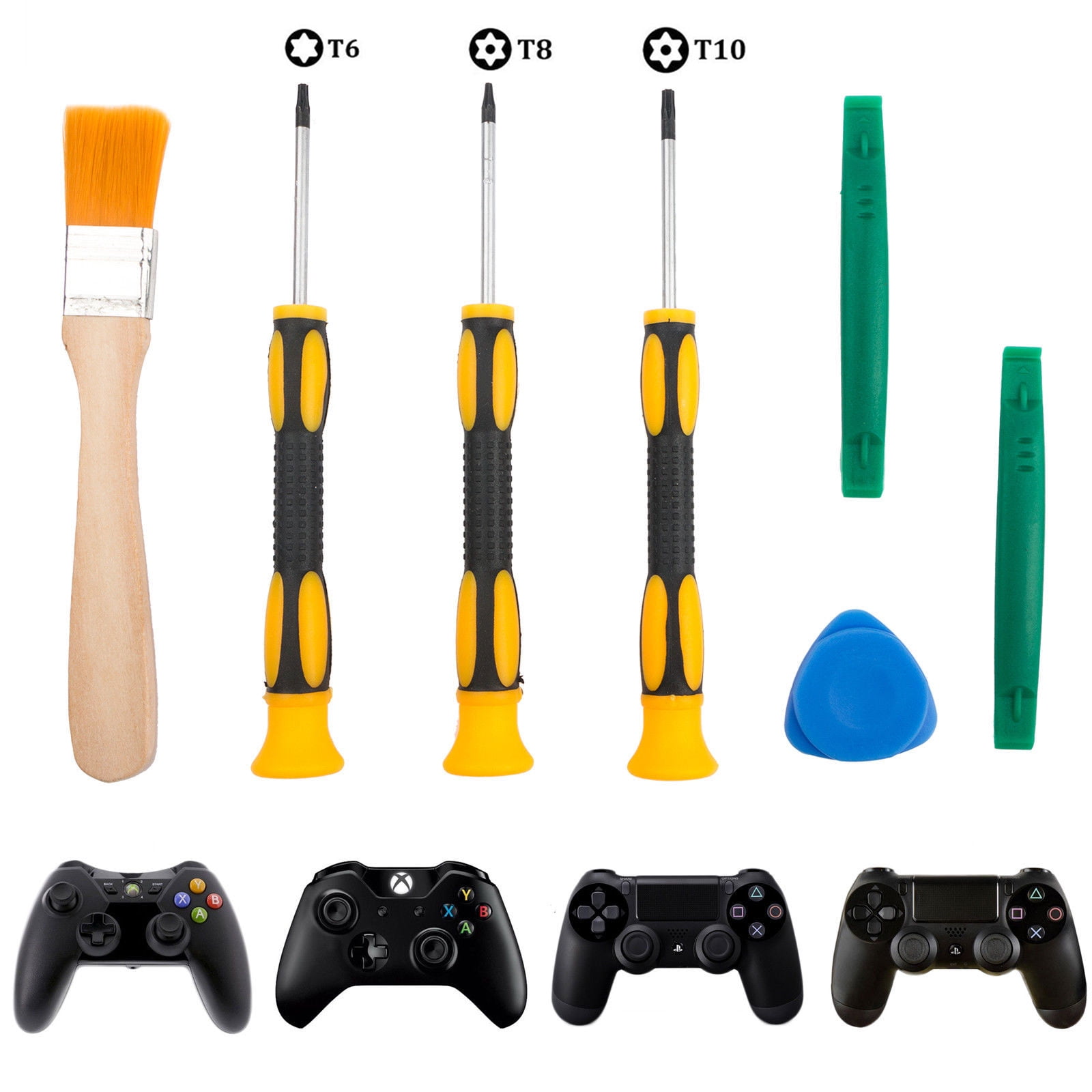 7in1 Screwdriver Repair Cleaning Tool Kit for Xbox One/Xbox 360 Controller and Sony PlayStation PS3 PS4 Controller, T6 T8H T10H Screwdriver Repair Prying Tools - Walmart.com