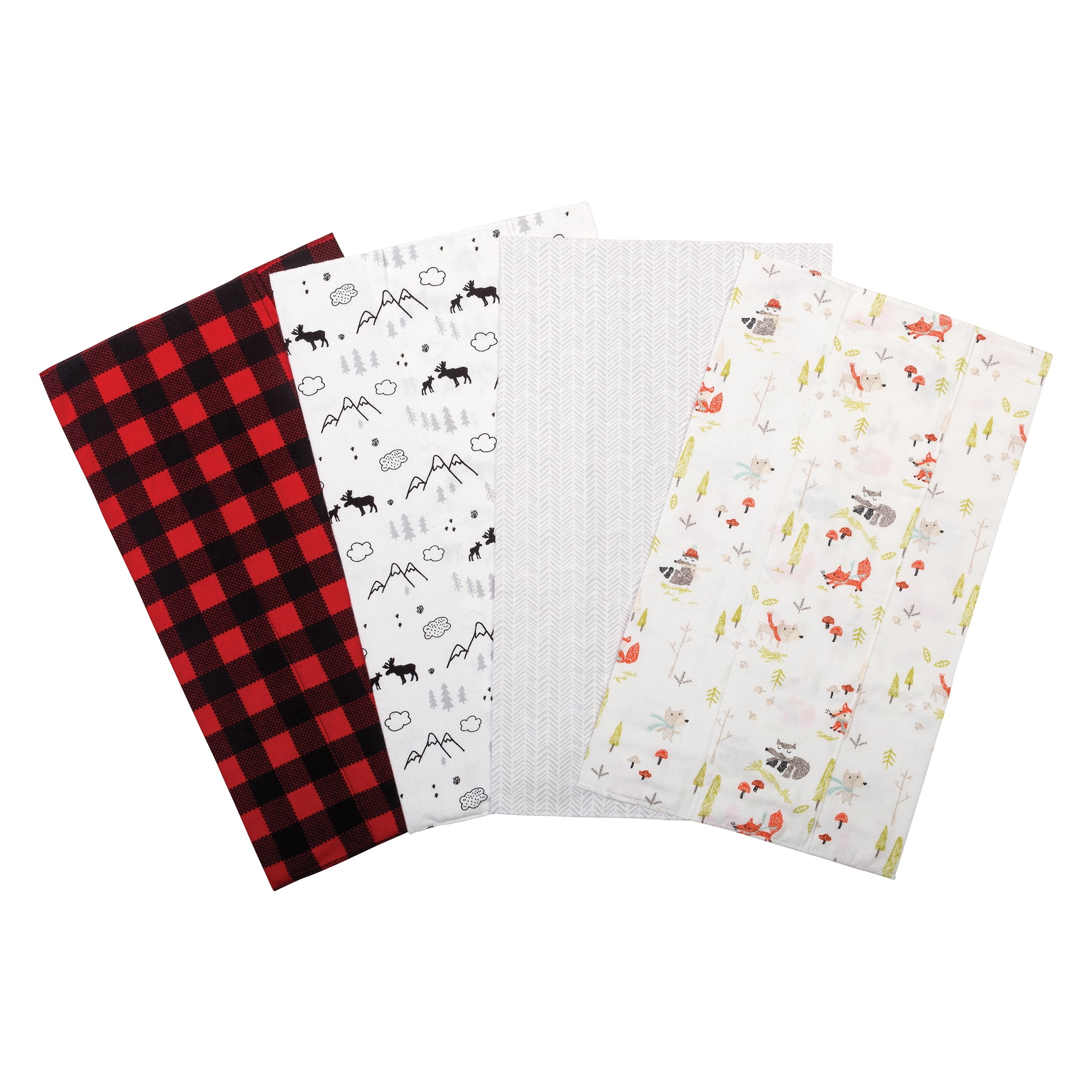 Buffalo Check Woodland 4 Pack Flannel Burp Cloth Set