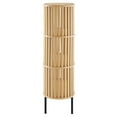 thumbnail image 3 of Storage Display Accent Cabinet, Brown Oak, Wood, Metal Steel, Living Office Kitchen Hospitality Restaurant, Modern Contemporary HB34886, 3 of 9