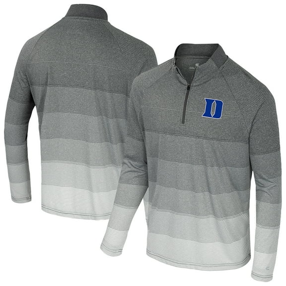 Men's Colosseum Gray Duke Blue Devils AI Striped Mesh Quarter-Zip Raglan Windshirt