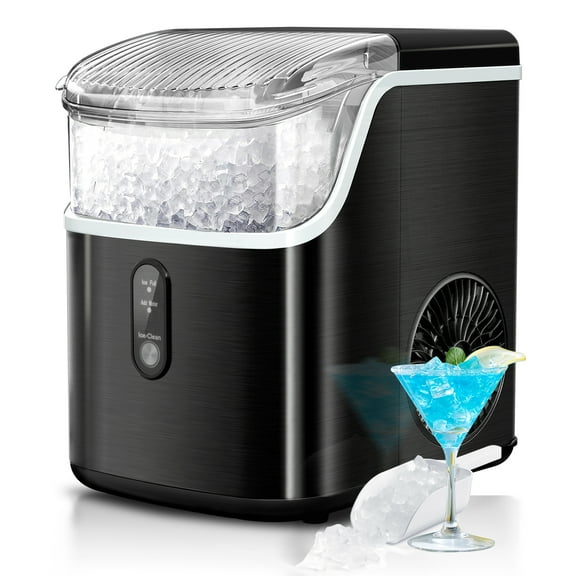WAA Ice Makers Countertop,Portable Ice Machine with Crushed Ice,35lbs/Day,Self-Cleaning,One-Click Operation for Home Use(Silver)