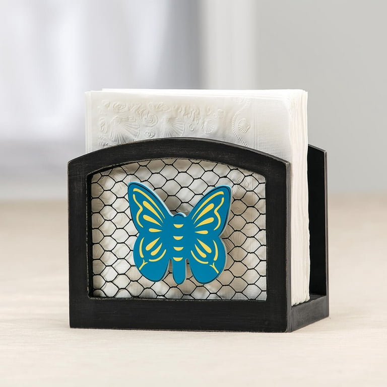 1pc Metal Black Butterfly Napkin Holder, Desktop Tissue Paper