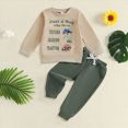 thumbnail image 2 of Xudanell Baby Toddler Boys Fall Clothing Set 2t 3t 4t 5t Letter just a boy who loves trucks excavator tractors Print Long Sleeve Round Neck Tops Drawstring Pocket Long Pants 2-Piece Outfits, 2 of 4