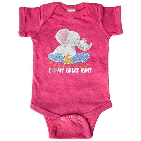 

Inktastic I Love My Great Aunt Cute Elephants with Moon and Stars Gift Baby Boy or Baby Girl Bodysuit