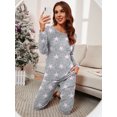 thumbnail image 6 of MINTREUS Womens Pajama Set Long Sleeve Sleepwear Nightwear Soft Pjs Lounge Sets With Pockets, 6 of 8