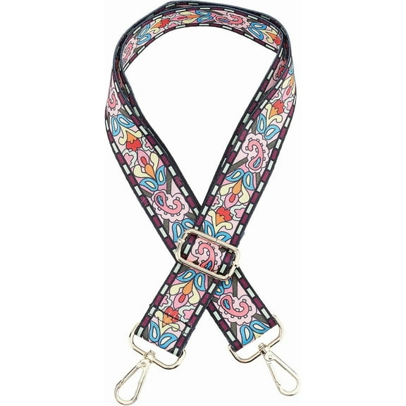 Purse Strap Replacement 54 Inch Adjustable Crossbody Shoulder Strap Belt Handbag Canvas Bag Strap Guitar Multicolor Style Strap Jacquard Woven Bag Strap Pink