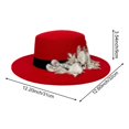 thumbnail image 5 of Slccxzc Elegant Fedora Hat with Floral Embellishment Retro Wide Brim Hat Panama Floppy Cap for Wedding Race Banquet Tea Parties, 5 of 7