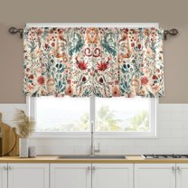 Yayeee Kitchen Curtains Set of 2 Light Filtering 57"x36" Over Sink Window Panels, Watercolor Leaves