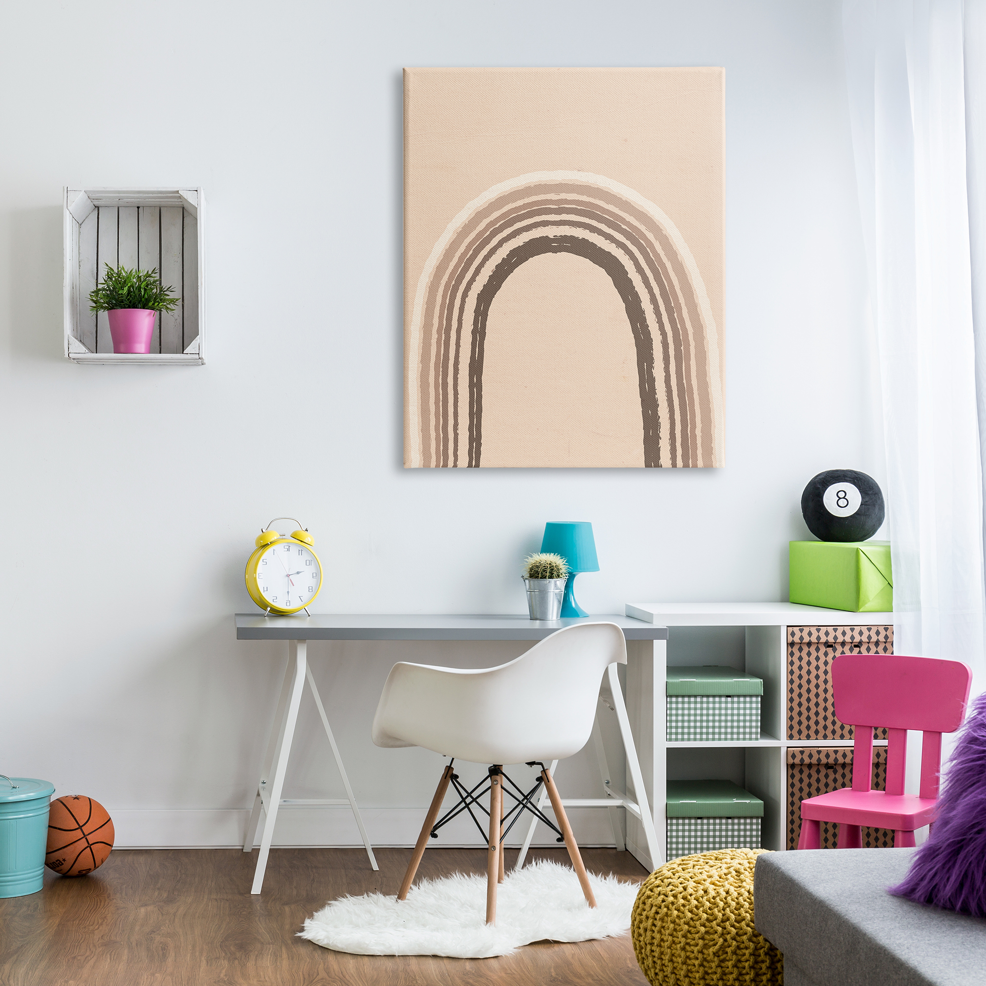 Stupell Industries Boho Rainbow Arched Stripes Neutral Brown Tones Graphic Art Gallery Wrapped Canvas Print Wall Art, Design by Caroline Alfreds