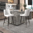 thumbnail image 2 of Xander 26" Mid-Century Faux Leather & Metal Counter Stools in White (Set of 2), 2 of 8