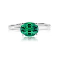 thumbnail image 1 of JeenMata Anillo de Compromiso Solitario de 1,25 Quilates con Corte Ovalado y Piedra Natal de Mayo en Oro Blanco de 18 K sobre Plata, 1 of 6