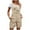 Khaki, variant on BLTIBY Womens Jumpsuits Summer Jeans Elastic Waist Long Bib Pants Solid Color Adjustable Button Double Shoulder Straps with Pockets Wide Leg Denim Overalls Fashion Casual Sleeveless Romper