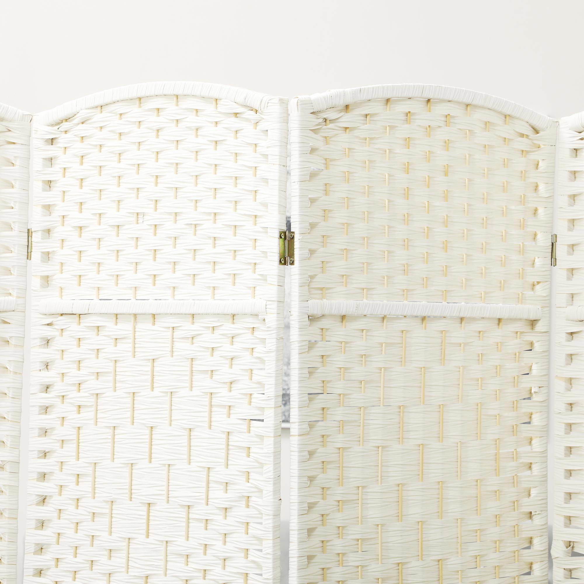 GVN Room Separation Divider,Folding Room Divider Screen 6 Panel 6' Tall Privacy Screen Freestanding Wood Partition, White