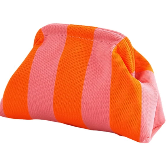 Monedero de mano DIHKLCIO tejido a ganchillo con forma de nube fruncida rosa y naranja