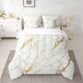 thumbnail image 2 of Manfei Aesthetic Marble 7 Pieces Bedding Comforter Set,Modern Luxury Style Full Bedding Set,Gold White Fitted Sheet Flat Sheet For Teens,Breathable Bedroom Decor, 2 of 8