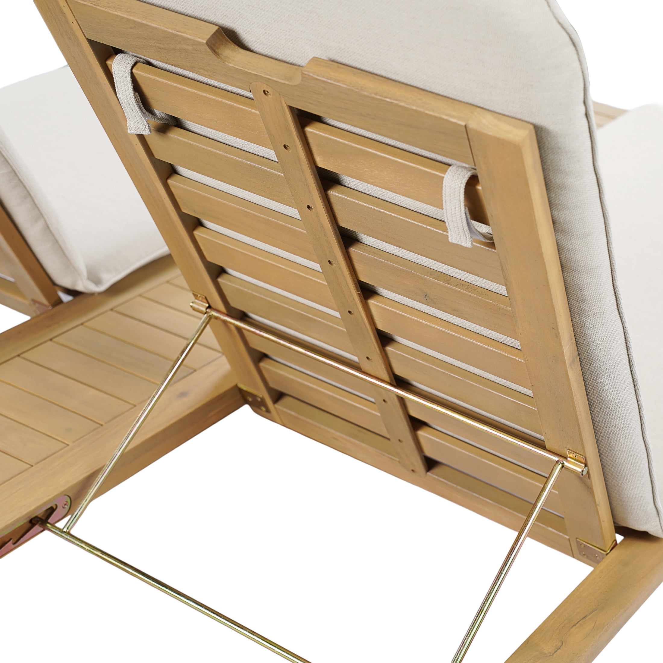 Christopher Knight Home Outdoor Double Chaise Lounge with Beige Cushions, Light Teak