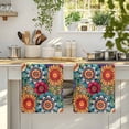 thumbnail image 4 of Boho Teal Flower Kitchen Towels Set of 4, Spring Bohemia Chic Red Yellow Floral Absorbent Dish Towels for Kitchen, Microfiber Hand Towel, Quick Drying Tea Towel for Cleaning Decorative Dishcloths, 4 of 7