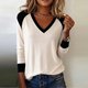 thumbnail image 1 of mfyjkho Tops Elegantes Para Mujer, Camiseta Holgada Informal De Manga Larga Con Cuello En V Y Estampado De Moda Para Mujer Tops Para Salir Para Mujer S, 1 of 6