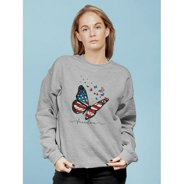 Freedom Butterfly Sweatshirt Women Image by Shutterstock Female XX Large Walmart Business Supplies