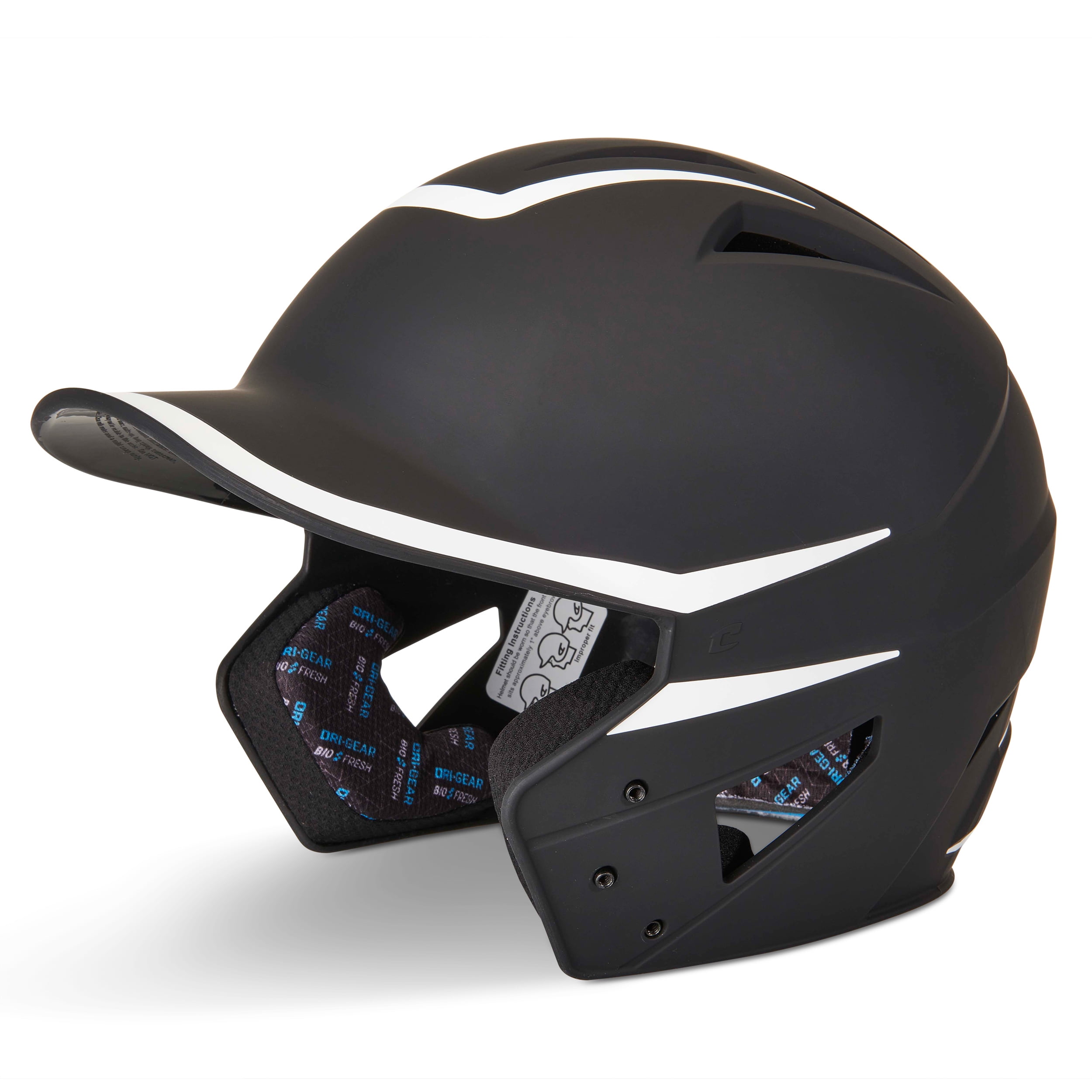 HX Legend Baseball Batting Helmet, Large, Black,, White Trim