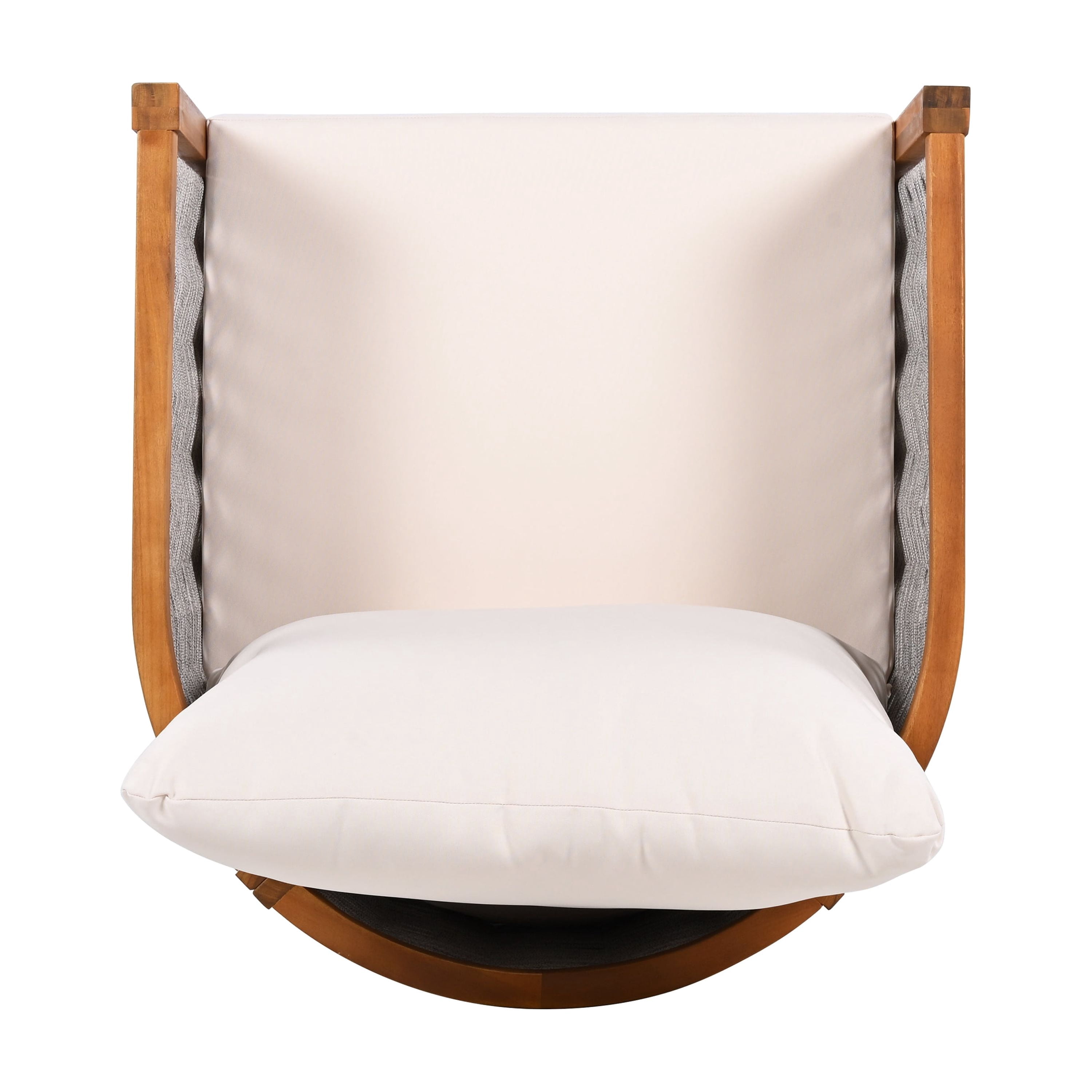 Outdoor Unique Tub Design Armchair with Woven Rope Patio Furniture Acacia Wood Chair for Porch, Teak and Beige