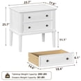 thumbnail image 5 of Gacfiew Solid Wood Nightstand with 2 Drawers, Wooden Bed Side Table, Tall Wooden Night Stand, End Table with 2 Drawers for Bedroom or Living Room, White, 5 of 10