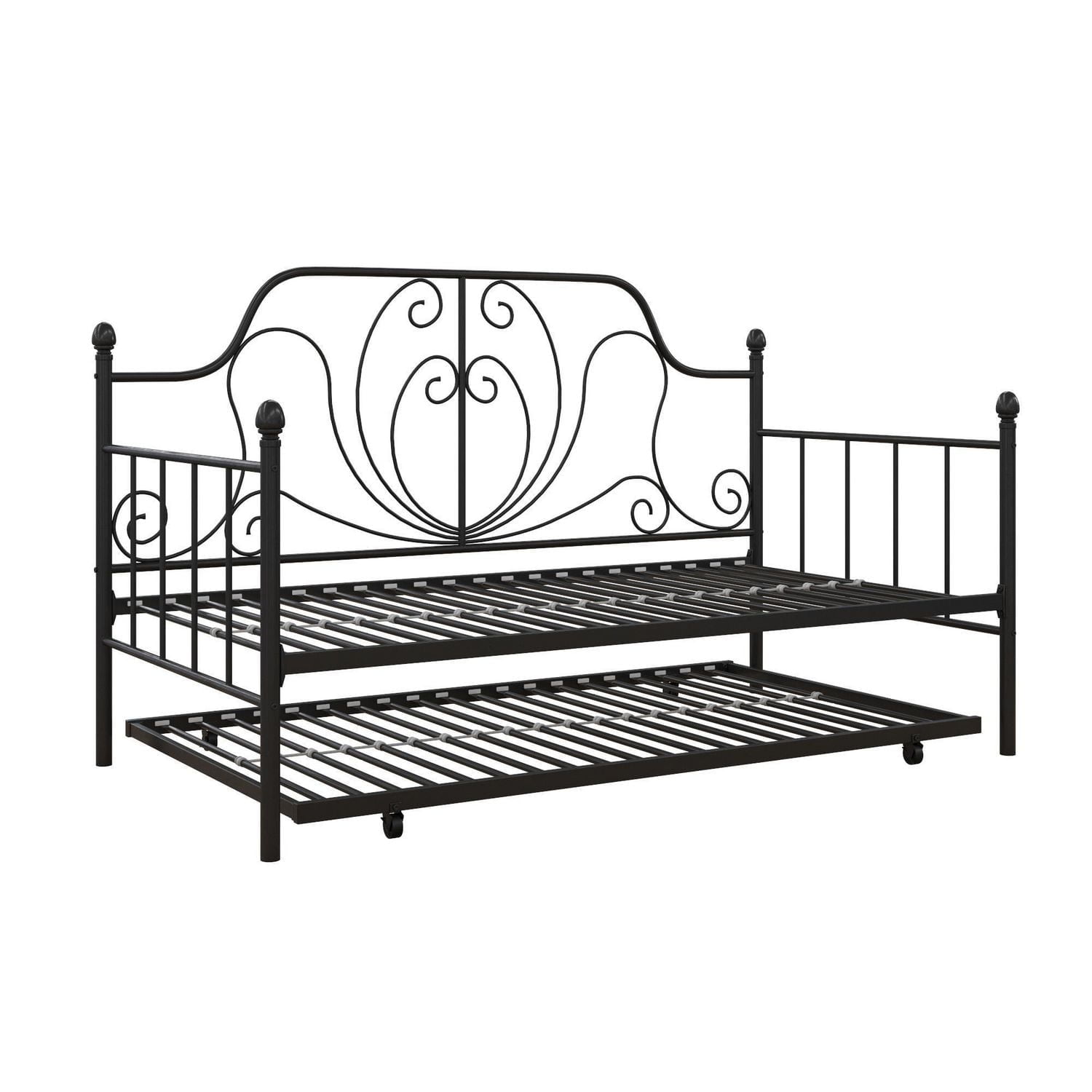 Lit de repos en métal ivoire avec lit gigogne