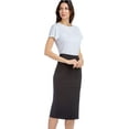 thumbnail image 4 of Fishers Finery Women's Ecofabric Ponte Stretch Below Knee Pencil Skirt; Pull On Midi Business Casual Wear (Black, L), 4 of 6