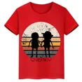 thumbnail image 4 of Camiseta de algodón roja de manga corta de verano para niños y niñas con estampado de cabeza grande de Sasquatch furtivo, 4 of 5