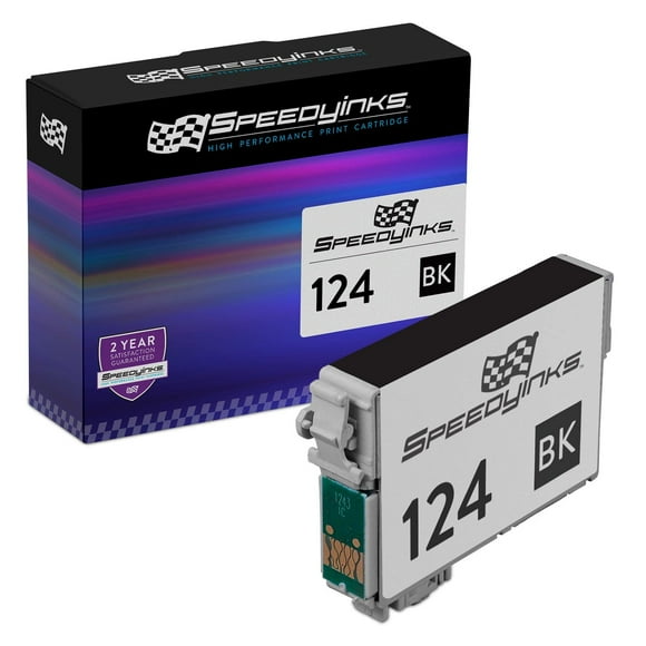 Speedy Inks Remanufactured Ink Cartridge Replacement for Epson 124 (Single Black) Compatible with Epson Stylus NX125 Epson Stylus NX127 Epson Stylus NX420