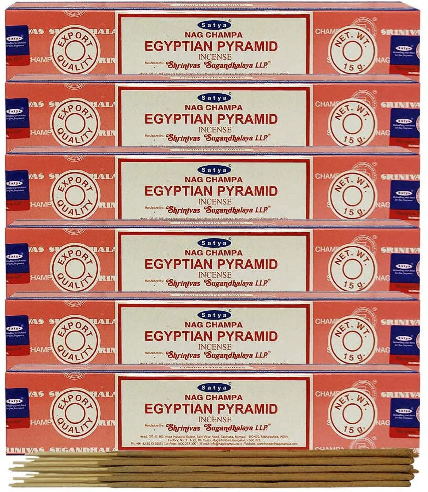 Trumiri Incense Stick Holder Bundle with Satya Nag Champa Egyptian Pyramid 15g Incense Sticks - Pack of 6 (approx 90 Sticks)