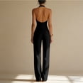 thumbnail image 3 of Women's Zipper Slim Fit Jumpsuit Sleeveless Halter Jumpsuit Formal Wear Casual Spring Clothing, 3 of 3