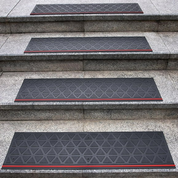 Rubber Stair Treads 35" x 10", 5 PCS Non-Slip Outdoor Stair Treads for Wooden Steps and Concrete Marble Tile Metal Steps