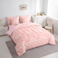 thumbnail image 4 of Feelyou Bohemian Aztec Women Twin Bedding Sets 7-Piece, Vintage Bohemian Mandala Bedding Comforter Set, Pink Triangle Square Reversible Sheet Sets, Ultra Soft Bedroom Decor, 4 of 9