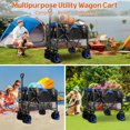 thumbnail image 2 of Tripland Double Decker Folding Wagon Cart, Collapsible Heavy Duty Utility Wagon with Openable Tailgate for Camping Picnic Beach Grocery Shopping (Black&Blue), 2 of 10