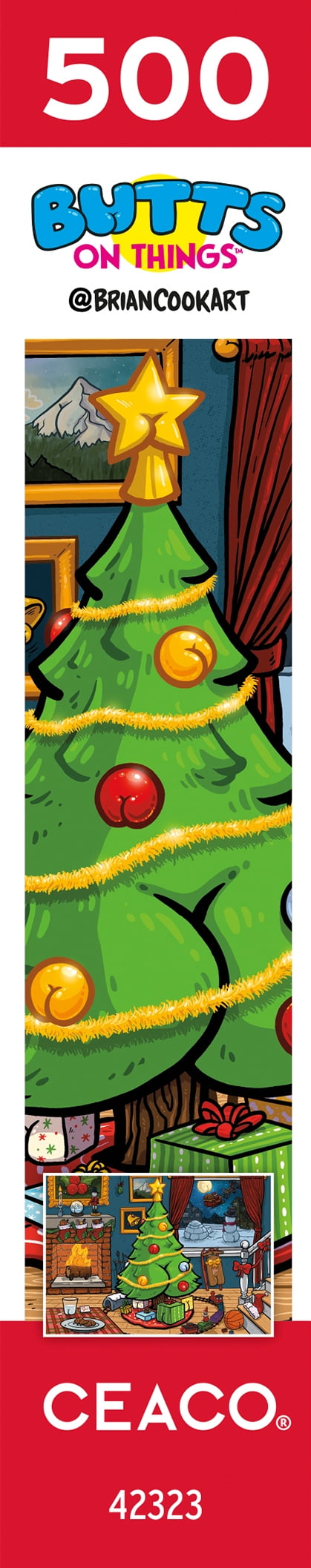 Ceaco Brian Cook Butts on Things Christmas 500-PC Interlocking Jigsaw Puzzle for Adults Ages 14+