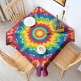 thumbnail image 2 of Rainbow Tie Dye Star Mandala Pattern Square Tablecloth,Waterproof Square Table Cover,Wipeable Spillproof Washable Table Cover for Home Kitchen Party Decor 60"x60"(152x152cm), 2 of 6