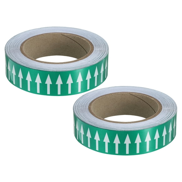 Unique Bargains Ruban de Flèche d'Écoulement Directionnel 1-3/16'x65', Autocollants de Marquage d'Identification de Tuyau Adhésif, Blanc sur Vert