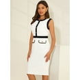 thumbnail image 4 of DARING DIVA Sheath Sleeveless Contrast Color Pencil Dress S Black White, 4 of 6