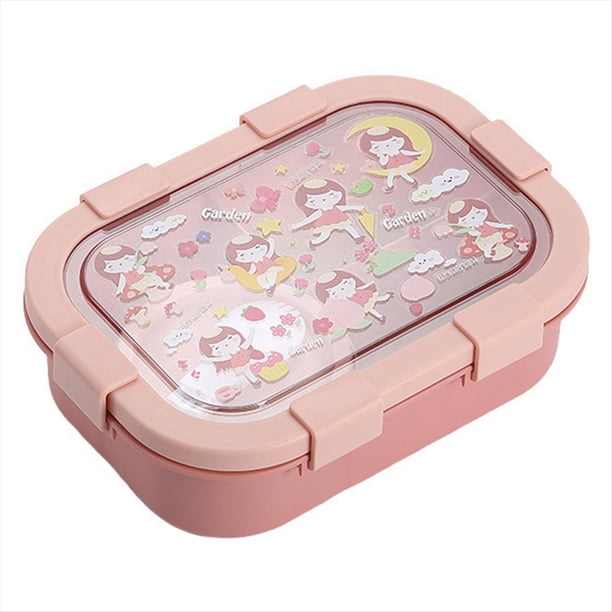 Lonchera Bento para Niños, 32 Oz/4 Tazas, 3 Compartimentos, Utensilio, Frasco para Salsa, Apta para Microondas y Lavavajillas (A Partir de 3 Años)